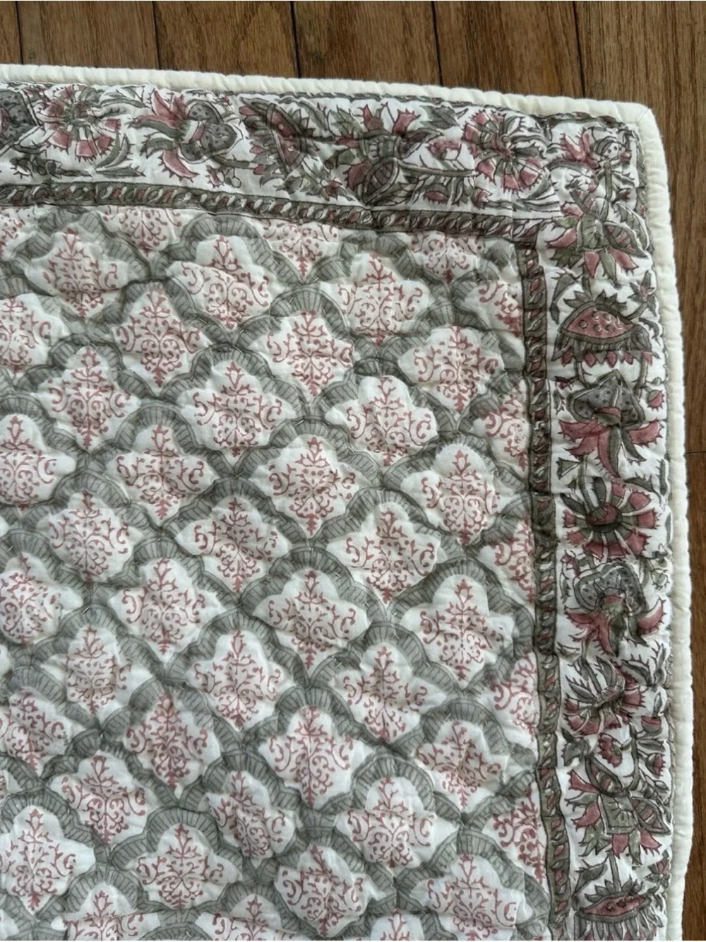 Pottery Barn SET OF 2 Block Print Quilted Euro Shams 26x26 100% Cotton Amalia